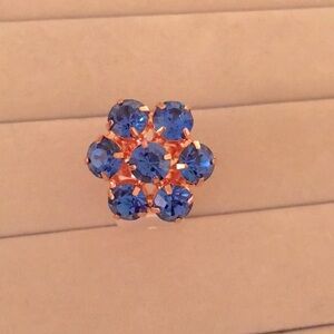 Sapphire + Rose Gold Crystal Flower Ring